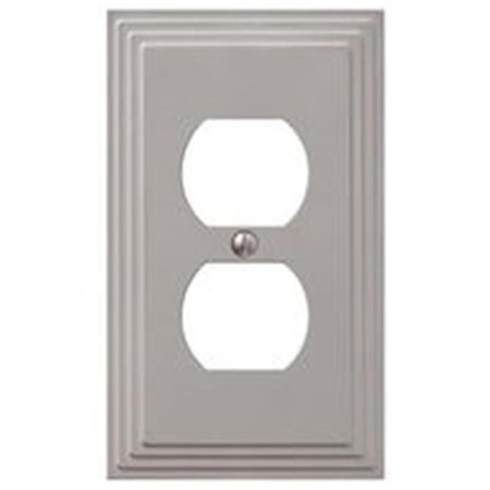 BETTERBATTERY 1-Duplex Outlet Satin Nickel Wall Plate; Silver BE420513